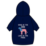Patriotic Dog Hoodie — “Home of the Dog, Land of the Free”