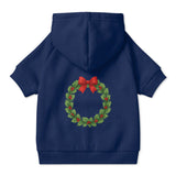 Pet Hoodie with Christmas Wreath and Red Bow