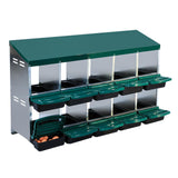 Garvee Chicken Nesting Boxes, 10 Hole Metal Chicken Laying Box with Removable Trays and Roll Out Egg Collection for Chicken Coop, Green