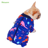 PetWarm Dog Pajamas, Dog Dinosaur Pajamas, Blue Pink Dinosaur Print, S