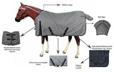 Horse Blanket 600D Ripstop Winter Turnout Blanket, 250 GSM Polyfill, 100% Waterproof & Breathable, Cold Weather Horse Blanket with Secure Fit (Grey w/Black Trim),Size-78