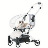 PJDDP Cat Stroller, Pet Cart,Foldable Pet Stroller for Large Cat Or Small Dogs with Detachable Carrier,Lightweight,Mesh Windows,Breathable,Clear