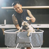 Furesh Little Dipper Dog Bath Tub and Wash Station for Bathing Shower and Grooming, Elevated Foldable and Portable, Indoor and Outdoor, for Small and Medium Size Dogs, Cats and Other Pet (Gray)