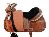 Western Saddle Trail Horse Pleasure Barrel Racing Tooled Leather Cowboy Rodeo Saddles 15 16 17 18 (16 Inches, Cross Tooled)