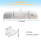 16 Packs Replacement Filters Compatible with Downy Paws Cat Water Fountain, Filter Replacement for DownyPaws 84oz/2.5L Fursink Wireless Pet Water Fountain DPWFP6 (16 Filters & 16 Sponges)