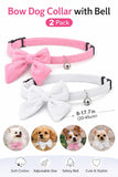 Dog Bow Collar 2 Pack – Soft Adjustable Puppy Collars with Removable Bell, Pink & White Cute Dog Collar for Small Medium Dogs, Boutique Pet Accessory for Daily Wear, Photos & Parties