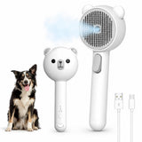 3-in-1 Pet Spray Hair Comb, Self-Cleaning Pet Grooming Brush, Anti-Static Cat Steamy Brush for Effective Hair Removal, Steamy Cat Brush Dogs Hair Grooming Brush Misting, LED, Bear Shape
