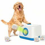 RERBIO Automatic Dog Ball Launcher, Auto/Manual Paw-Activated Dog Ball Thrower, 3 Adjustable Distances Rechargeable Interactive Dog Toy, Indoor Outdoor Self Play Pet Toy with 4 Chew-Resistant Balls
