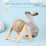 Bunny Scratch Ball - Toxic-Free Natural Sisal Scratching Ball with Enhanced Stable Wood Base | Pet Scratcher Toy for Rabbits, Cats, Chinchillas, 7''x7''x6.2''
