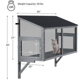 beeNbkks Bug Proof Cat Catio, Window Cat House with Metal Mesh, Outdoor Enclosure for Indoor Pets, Expandable Wooden Perch, Safe Comfortable Haven for Pets, Keep Bugs Insects Out