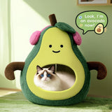 MOYMO Cute Cat Beds for Indoor Cats, Small Dog Beds, Soft Washable Pet Beds for Kitten and Puppy, Funny Avocado Cat Cave Cat Toys, 19 Inches