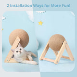 Bunny Scratch Ball - Toxic-Free Natural Sisal Scratching Ball with Enhanced Stable Wood Base | Pet Scratcher Toy for Rabbits, Cats, Chinchillas, 7''x7''x6.2''