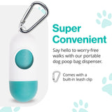 PawPail Dog Poop Bag Holder with Carabiner Clip - Durable & Leakproof Dog Waste Bag Dispenser - Includes 1 Roll of 15 Premium Poop Bags for Walking Dogs, Mild Floral Scent