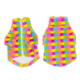 Cat Winter Fleece Jacket with Zipper, Warm Rainbow Fleece Hoodie Fall and Winter, Sphynx Cats Chihuahua Yorkie Puppy Two-Legged Easy to Wear Cat Coat with Zipper (S (1-3lbs))