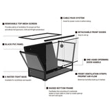 REPTI ZOO Collapsible 120 Gallon Reptile Tank, Tempered Glass Large Reptile Terrarium 48"x24"x24", Black PVC Back, Front & Top Ventilation & Anti Escape Lid, Easy Folding