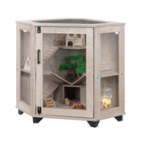 unipaws Chinchillas Hedgehog Cage with Ramp and House, Critter Nation for Ferret, Mice, Rat, Reptiles, Clear Acrylic, Corner Small Animal Cage
