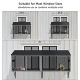 beeNbkks Bug Proof Cat Catio, Window Cat House with Metal Mesh, Outdoor Enclosure for Indoor Pets, Expandable Wooden Perch, Safe Comfortable Haven for Pets, Keep Bugs Insects Out