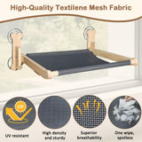 SZEE Cat Window Perch, Cooling Window Cat Bed with Reversible Ice Silk Mat, Foldable Pet Perch Hammock with Sturdy Wooden Frame & Large Suction Cup, with Soft Flannel Plush Backing for All-Season Use
