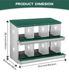 Garvee Chicken Nesting Box, 6 Compartment Metal Nesting Box,Wall Mount Chicken Nesting Boxes for Laying Eggs,Easy Egg Collection,6 Room Nest Boxes for Chickens