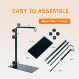 GVWRATW Reptile Lamp Stand, Adjustable 15.5-35 Inch Floor Light Holder for Heat Lamp & Dome, Metal Bracket for Terrarium Lighting & Heating.