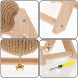 Aboofan Cat Scratcher Toy with Sisal Ball Cats Scratching Rope Ball Interactive Rotatable Wood Pet Scratcher Toys Durable for Indoor to Grind Claws Pet Furniture Supplies