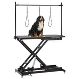 47 in Electric Dog Grooming Table, Heavy Duty, Height Adjustable Professional Pet Grooming Table w/Leveling Wheels, Dog Grooming Arm, Anti Slip Tabletop & Tool Organizer/Dog Grooming Station, Black