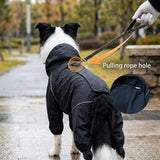Dog Raincoat for Medium Large Dogs,rain Jacket Coat, Full Leg Coverage Waterproof Rain Suit with Detachable Hood & Tail, Reflective Strips, Snag-Free Top Zipper (Black for Boy, X-Large)