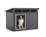 VIXZEN Dog House Indoor Outdoor,Waterproof Dog House for Small to Medium Dogs,Doghouse with Air Vents and Elevated Floor,Openable at The Top,Easy to Assemble and Clean,Black,32.2"×25.12"×24.13"
