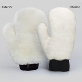 Gracefur Ultra-Soft Sheepskin Grooming Mitts for Horses – 2-in-1 Lambswool Applicator Wipe Mitt for Tack, Saddle & Boot Cleaning, Leather Care – Perfect Washing Gloves for Sensitive Horses(White)
