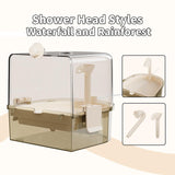 YOOSO WING Automatic Bird Baths for Cage – Indoor Parakeet Bath with Pump, Bird Shower with 2 Modes Running Water, Bird Cage Accessory for Pet Birds Conure Budgies Cockatiels Lovebird (Light Brown)