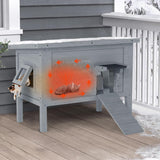 BRIOPAWS Dual Insulated Outdoor Cat House | Weatherproof | Feral Cat Shelter for Winter | Escape Door | Foldable Ramp | Large Wooden Pet Houses for Multiple Cats | Grey
