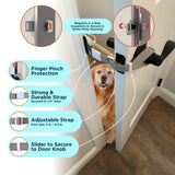 Purrboss Door Leash – Adjustable Cat Door Latch to Keep Rooms Accessible for Pets, Dog-Proof Pet Gate Alternative for Feeding & Litter Box Areas, Strongest, Portable & No Tools or Adhesives