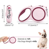 Segarty Dog Retractable Leash, 16ft Heavy Duty Walking Dog Leash for Medium Small Pet up to 44lb, Anti-Slip Handle 360°Tangle-Free Nylon Tape, 1-Handed 1 Button Lock and Release (Pink Wine)