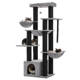 UYMI XXL Cat Tree, 67" Heavy Duty Cat Tower for Indoor Cats Large Adult with 13 Thick Scratching Posts (φ4.3), Large Perch, Spacious Condo, Hammock - for Maine Coon up to 20 lbs, Black