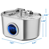 Cat Water Fountain Stainless Steel - Pet Drinking Fountain for Cats Indoor - 2.2L/74oz Automatic Water Dispenser with Watering Level Window (1 Filter)