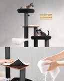 Purrlato 63" Modern Cat Tree Tower for Indoor Cats, Heavy Duty Cat Trees for Large Cat, Adult Maine Coon Cat Tree Tower with Scratching Post, Extra Large Top Perch, Cat Condos, Jet Black