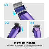 FuzzyFix Professional Animal Stainless Steel Attachment Guide Comb Set for PC611 Nova Detachable 3mm to 25mm Blade Dog Clippers, Compatible with most Pets, Dogs, Cats, Horses Clippers