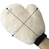 Gracefur Ultra-Soft Sheepskin Grooming Mitts for Horses – 2-in-1 Lambswool Applicator Wipe Mitt for Tack, Saddle & Boot Cleaning, Leather Care – Perfect Washing Gloves for Sensitive Horses(White)