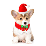 Christmas Dog Santa Hat with Scarf Pet Costume Dog Christmas Outfit Xmas Pet Hat Scarf Bow Tie Collar with Bell Dog Santa Claus Hat Scarf Suit for Cat Dog Puppy Cosplay Xmas Costumes Party Fancy Dress