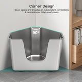Stainless Steel Corner Cat Litter Box, Metal Litter Box with High Sided, One-Piece Corner Cat Toilet, No Assembly Required, Non-Stick, No Odor Kitten Litter Pan, Easy to Clean, for Small Medium Cats