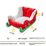 Interesting Red Christmas Cat Dog Bed, Pet Sleigh Bed, Sofa, Indoor and Outdoor Plush Synthetic Fur, Christmas Holiday Themed Pet Bed, Washable and Highly Durable (CC)