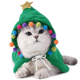 ANIAC Pet Dog Christmas Costume Puppy Cloak with Star and Pompoms Cat Santa Cape with Hat Winter Dog Outfit for Cats and Small Dog (Small, Green)