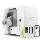 Furbulous True Odor-Free Automatic Self-Cleaning Cat Litter Box, Extra Large for 3–22 lbs Cats, Smart APP Control, Self-Pack & Refill System, 3 Waste Bags Included, Upgraded Model - White