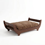 Perugina Wood Elevated Raised Dog Bed Frame Mat Set,WalnutPattern,60lb