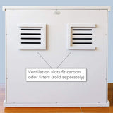 The Refined Feline Cat Litter Box Enclosure Cabinet, Modern, White, Tapered Feet, Large, Hidden Litter Cat Furniture with Drawer