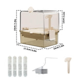 YOOSO WING Automatic Bird Baths for Cage – Indoor Parakeet Bath with Pump, Bird Shower with 2 Modes Running Water, Bird Cage Accessory for Pet Birds Conure Budgies Cockatiels Lovebird (Light Brown)