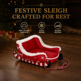 Dog Sleigh Bed, Christmas Santa Sleigh Shaped Pet Bed with Non-Slip Base, Soft Crystal Velvet Plush Dog Bed for Small Dogs Cats, Cozy Holiday Sleep Spot，Red：S(20 * 15 * 10IN)