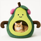 MOYMO Cute Cat Beds for Indoor Cats, Small Dog Beds, Soft Washable Pet Beds for Kitten and Puppy, Funny Avocado Cat Cave Cat Toys, 19 Inches