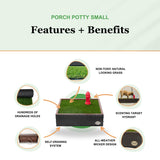 Porch Potty Artificial Grass Potty Pads for Dogs - Small Size 16x16x6 Reusable Potty Training Pad - Washable Pee Pads for Dogs - Unique Design - Instant Drainage -Quick Absorb - 2x2 Feet Grass Size