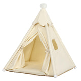 Large Cat & Small Dog Teepee Tent House (Int 26x26x26in/Ext 30x30x33in) for Ragdoll Cat, Mini Schnauzer, Welsh Corgi, Small French Bulldog, Cotton Canvas & Stable Frame